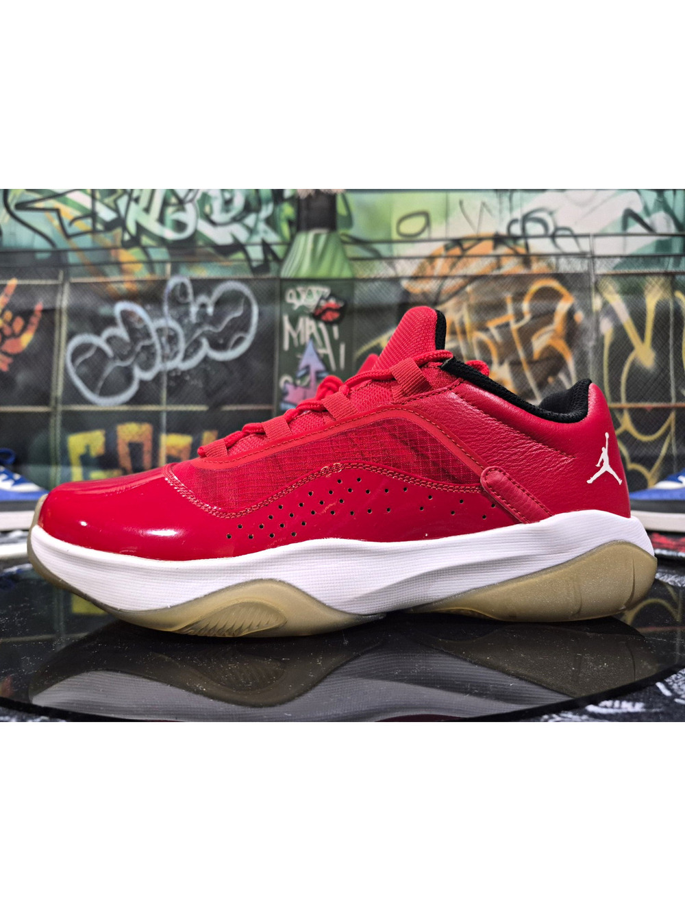 Jordan Low Top Athletic Sneakers Cherry Red Jumpman White Midsole Gum Outsole